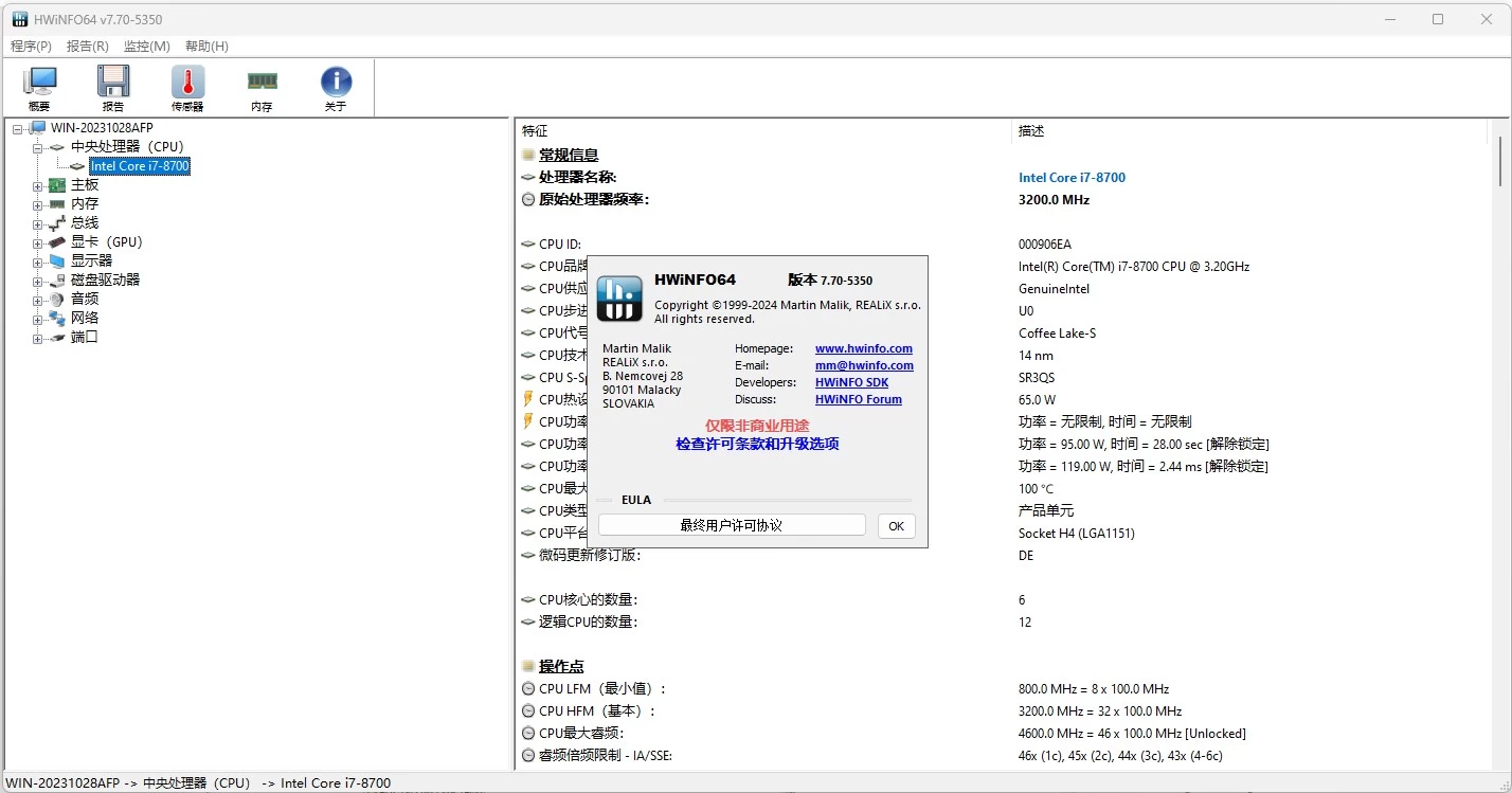 HWiNFO 硬件检测工具 v8.14.5580.0 官方便携版-梨子乐分享